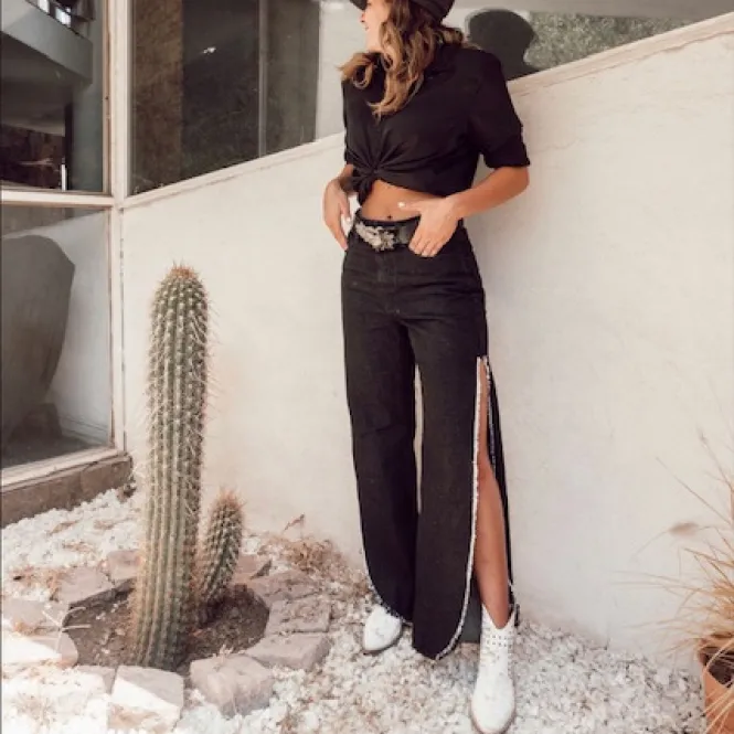 JEANS LdeA ABIERTO LATERAL NEGRO
